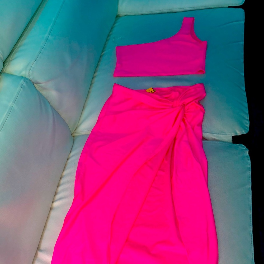 Neon pink two piece set